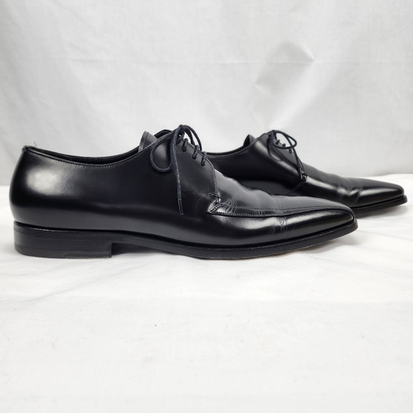 Prada Black Brushed Leather Oxford Men's Prada Size 8.5 US 9.5 Made in Italy - Picture 4 of 11